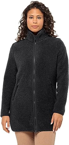 Jack Wolfskin Damen High Curl Coat W Fleece-Jacke, Schwarz, S EU