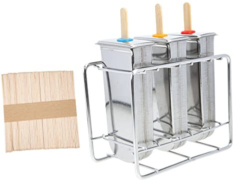 Cabilock Moules à Glace en Acier Inoxydable Ensemble de 3 Plaques Plates à Tête Ronde Cadre pour Réaliser Sucettes Glacées Barres Glacées Desserts Glacés Maison Utilisation Facile pour Famille et Amis