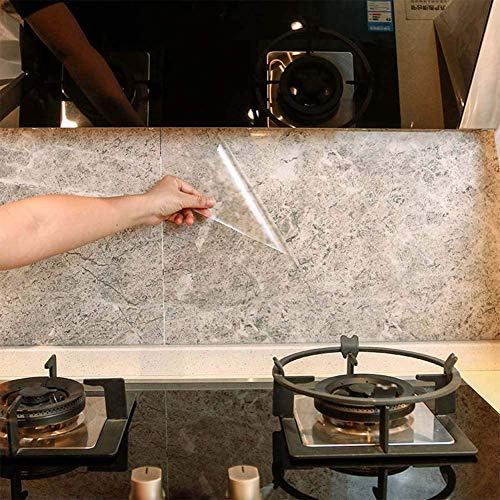 Clear Contact Paper for Wall Protector Kitchen Backsplash Protector Transparent High Temperature Resistant Self-Adhesive Film Removable Paper for Cupboard Household 15.7In×236.2In