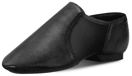 lalaball Women's Jazz Shoes Leather Split Sole Dance Shoes for Women Men, Black (14W / 13M)