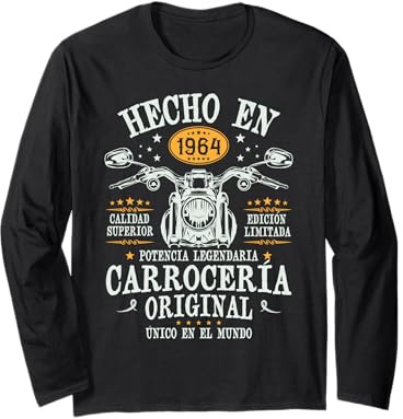 Hecho en 1964 - 62 Años Cumpleaños Moto Biker Hombre Motero Manga Larga