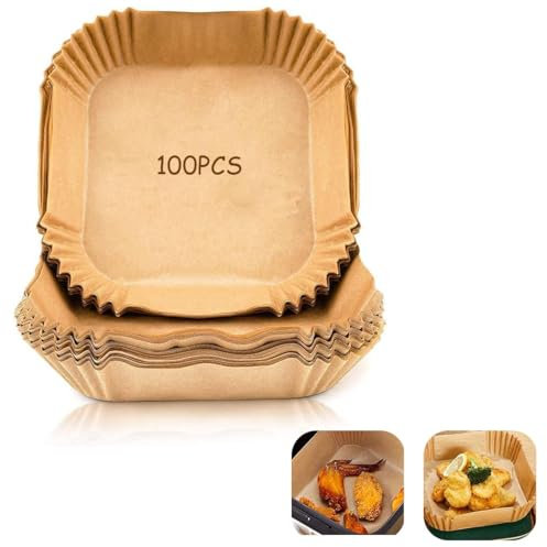 ZEPIQOR Papier cuisson air fryer - 100 pièces Food-Grade BPA gratuit, 20-24 cm, pour friteuse sans huile 5 à 8 litres - Idéal pour la cuisson saine, papier cuisson air fryer, accessoires air fryer