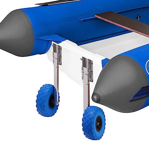 Duoruameng Ruedas traseras, ruedas de transporte, 25 cm, diámetro de neumáticos hasta 150 kg, acero inoxidable para botes inflables y botes de remos