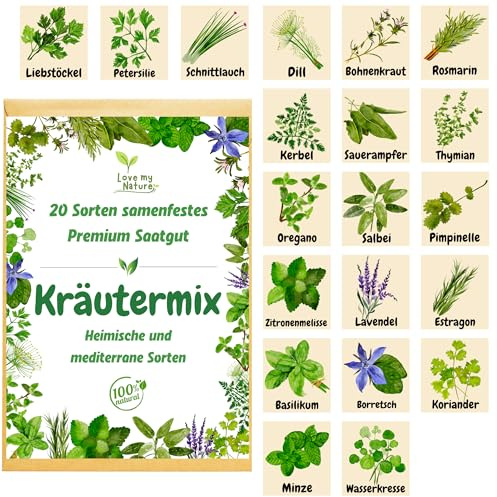 Kräutersamen Set – 20 Sorten Saatgut für Garten & Balkon – Basilikum, Thymian, Minze, Petersilie u.v.m. – alte Sorten, mehrjährig & winterhart – Geschenkidee