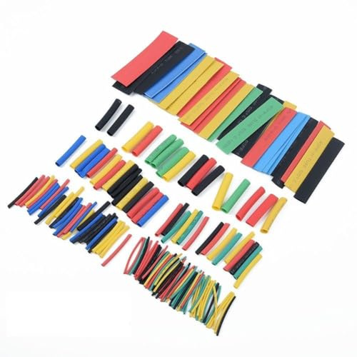 CashMuch 164-Pie Ht - Kit de tubos retráctiles ignífugos con aislamiento de polietileno con 5 colores (amarillo, negro, rojo, Een, azul) para cableado eléctrico, cables de datos y proyectos de