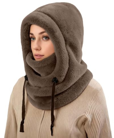 Cagoule d'hiver en Polaire Chaud Homme Femme, Masque de Ski Bonnet Multifonction Coupe-Vent Thermique, Chapeau en Polaire avec Cache-Cou, pour Sports de Plein Air Cyclisme Randonnée Course