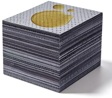 Universell oljeuppsamlingsmatta, 50 stycken 25×33 CM oljeabsorberande paddar, oljeuppsamlingsmatta för verkstäder, universell oljeuppsamlingsduk för källare, kök, verktygsrum, garage, hem, snabb