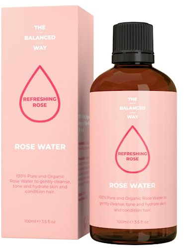 100% Pure Organic Rose Water for Face (100ml) | Calms & Soothes Irritated/Red Skin | Heals Blemishes | Softens Skin & Hair | Incredibly Gentle, Triple Distilled, Vegan