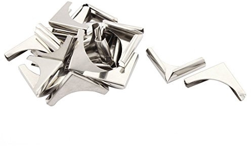 sourcing map Protector De Esquina Menú Tono Plata 20Pcs De Casa Álbum De Forma Triangular De Metal Libro