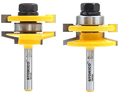 Yonico Chaflán de 2 bits y broca de estilos de fresas de 1/4 de pulgada