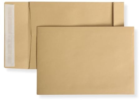 20 St. B5 Faltenversandtaschen braun mit 30 mm Falte 110 gr. Kuvert 176x250x30 mm Haftklebend Briefumschläge HK Briefhüllen