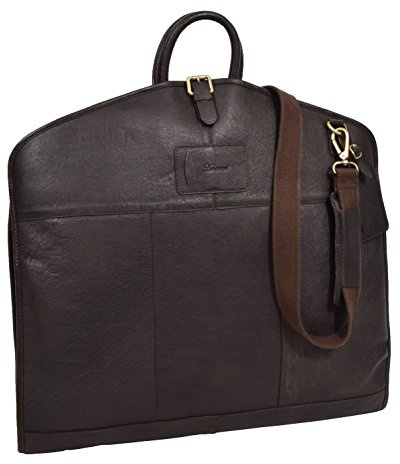 Porta Abiti in Pelle di Lusso Sottile Borsa da Viaggio Indumento Vestito Keswich Marrone