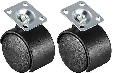 sourcing map 2 piezas Ruedas giratorias de 2 pulgadas Rueda doble de nylon, Rueda giratoria de montaje en placa superior Negro