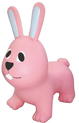 Gerardo's Toys Jumpy Hüpftier Hase Hellrosa ca. 58 cm - Hüpftiere ab 1 Jahr - Aufblasbare Tiere für drinnen & draußen - Inklusive Luftpumpe