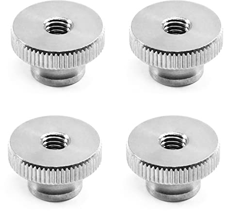 MroMax 4Pcs Knurled Thumb Nuts, M6x1mm Through Hole 304 Stainless Steel Knobs Fasteners Round Hand Screw Nuts for 3D Printer Parts, Silver Tone