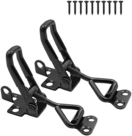 2 Pack Adjustable Black Toggle Clamp Latch(4002) Heavy Duty 550 lbs Capacity Toggle Latch & Quick Release Metal Pull Latches, Easy to Install for Lid Box Case Door Smoker(come with 10pcs 0.78 Screws)