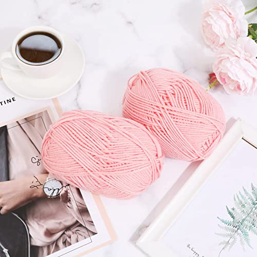 2 Paquetes Hilo Acrílico, 100g Rosado, Suave para Tejer y Ganchillo