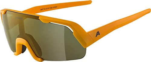 ALPINA ROCKET YOUTH Q-LITE - Verspiegelte, Kontrastverstärkende & Beschlagfreie Sport- & Fahrradbrille Mit 100% UV-Schutz Für Kinder, burned-yellow matt, One Size