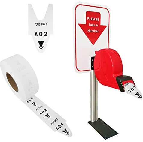 CYSSJF Warteschlange Ticketspender | Wartenummer Automat, Wartemarkenspender, Nummer Ziehen Automat | Ständer Nummer Automat +1 Wartenummern Rollen (2-Stellig,A00-E99,2000Tickets)
