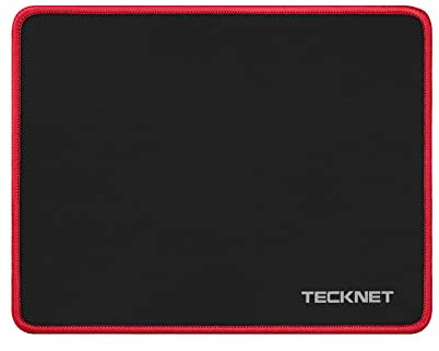 TECKNET Mauspad, 280 x 210 mm Gaming Mousepad mit Wasserdicht und Rutschfester Gummi für PC-Büro, Arbeit, Gaming, Studium, Laptop, Computer, Zuhause-Rot