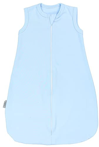 TupTam Sommerschlafsack Baby – Leichter Schlafsack Baby Sommer 0.5 TOG aus Baumwolle, OEKO-TEX zertifiziert, Unisex, Farbe: Hellblau, Größe: 74-80