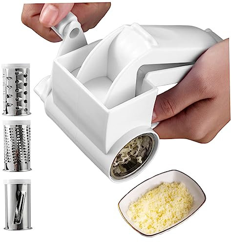 Yililay Manuale di pettinatura Rotante Manuale Cucina grattugia rotativa con 3 Tamburi in Acciaio Inossidabile Fruit Slicer Cucina grattugia per Formaggio vegetale