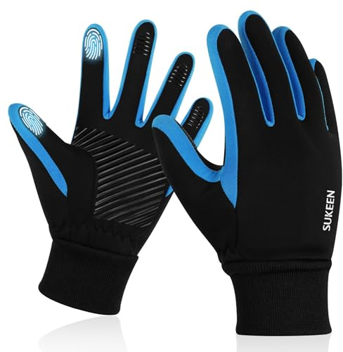 Sukeen Kids Winter Gloves, Touchscreen Anti-Slip Cycling Gloves for Kids Boys Girls, Lightweight Boys Gloves for Running Cycling Biking Sports Outdoor, Blue, S