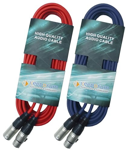 keepdrum DMX Kabel 6m 3-pol XLR-Lichtkabel 1x Rot 1x Blau