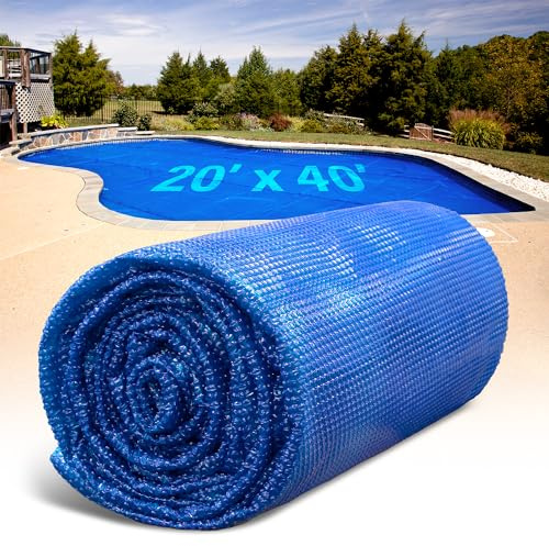 20' x 40' Rectangle Solar Cover for Inground and Above Ground Pools, 12 Mil - Premium Heavy Duty Solar Blanket for Above Ground Pool, Blue - Made in USA