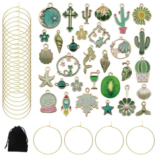 LEEQ Segna Bicchieri Calici - 31pcs Segnabicchieri Ciondoli per Bicchieri di Vino Set, Segnabicchieri per Calici, Decorazioni per Feste Degustazione di Vini