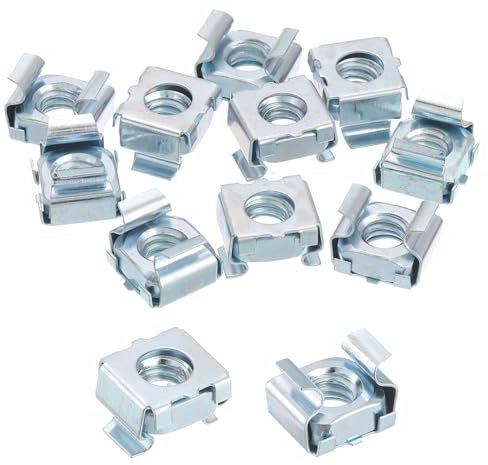 QUARKZMAN 1/4-20 Tuerca Enjaulada 25 Piezas Tuerca Enjaulada de Inserción Rápida Tuerca Métrica de Acero al Carbono con Zinc Recubrimiento para Armario de Rack de Servidor Plateado