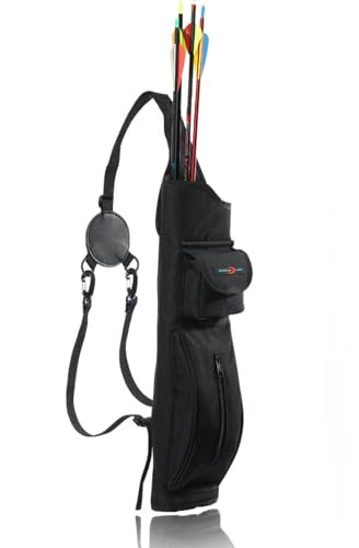 Toparchery Köcher für Pfeile, Bogenschießen Rücken Pfeil Köcherhalter verstellbar mit Fronttaschen für Compound Recurve Bogen, Jagd, Zielübungen für Jugendliche und Erwachsene