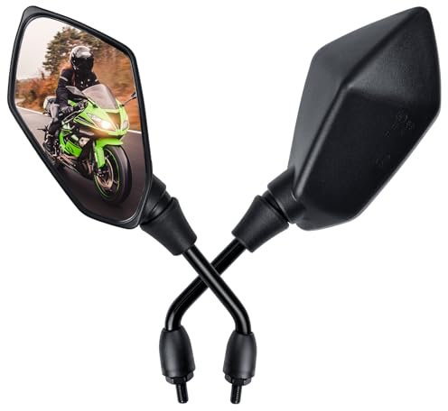 Cretassion E-Geprüft Motorrad Spiegel 2 Stück, MotorradSpiegel M10 mit Rechtsgewinde und Linksgewinde, Motorrad Rückspiegel Kompatibel mit Scooter, Roller, ATV, Moped, E-Bike