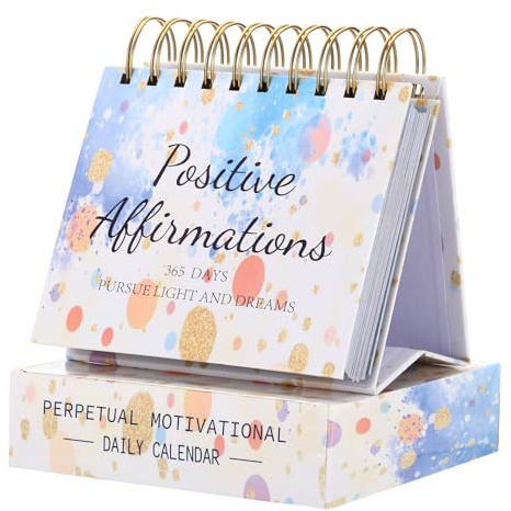 PATIKIL Motiverande kalender, daglig flipkalender med inspirerande citat evig kalender för skrivbordstillbehör gåvor för kvinnor, blå
