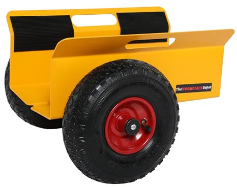 Board & Panel Dolly, Heavy Duty Yellow Hinged Clamp Trolley on Pneumatic Tyres with Anti Slip Rubber Liner for Doors & Long Goods