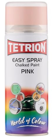 Tetrion Easy Spray Chalk Effect Pink 400ml – Acrylic-Based Spray Paint for Matte Finish on Various Surfaces, Ideal for DIY & Craft Projects