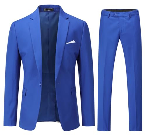 YOUTHUP Men's 2 Piece Suits Slim Fit One Button Tuxedo Formal Blazer Pants
