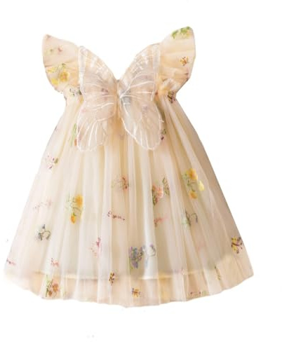 UUAISSO Tutu klänning för flickor ärmlös tyllklänning fjärilsbroderi födelsedagsfest prinsessa sommarklänning