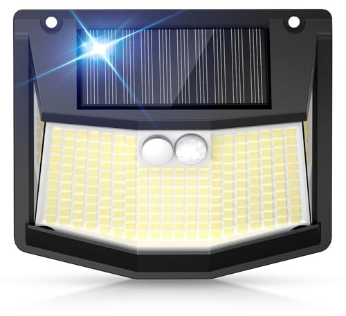 spqment Solar Security Lights Outdoor Garden - 248 LED Solar Powered Waterproof IP65-270° Wide Angle 3 Motion Sensor Lights Powered Front Door Yard Garage Garden Fence 1 Pack