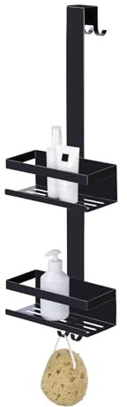 WENKO Caddy de douche Mod. Bribano duo rangement suspendu noir en acier inoxydable pour cabine de douche 23x71x18 cm étagère salle de bain