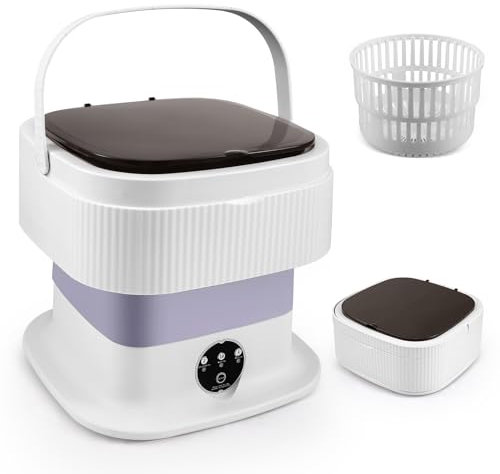 HIUYRFS Mini machine à laver, 11 l, 2 kg, pour le camping, pliable, avec essoreuse, pour sous-vêtements, vêtements de bébé, chaussettes pour appartements