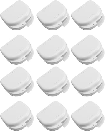 DECORNIJIA 12 Piezas Estuche para Dentaduras con Ventilación Caja Protectora Compacta y Hermética para Almacenamiento y Limpieza para Viajes y Uso Diario