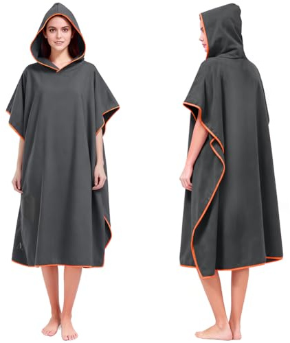 AUYAO Handduk, poncho, unisex, mikrofiber, surfing, bastuhanddukar, badponcho, huva, surfponcho för vuxna, snabbtorkande, badponcho, badrock, poncho, huva, Changing Towels, damer, strand, Change Robe