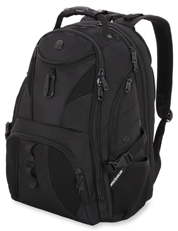 SwissGear 1900 Scansmart TSA 17-inch Laptop Backpack, Black/Black, 19-inch, 1900 Scansmart Tsa 17-inch Laptop Backpack