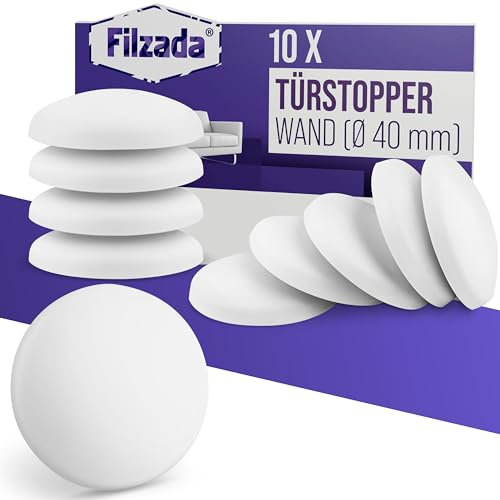 Filzada ® 10x Türstopper Wand selbstklebend weiß - Türpuffer zum Wandschutz - Für Türklinken zum Stoßschutz gegen Türanschlag