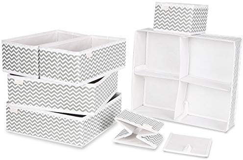 Unique Impression Set of 7 Drawer Organisers For Underwear, Socks, Clothes, Shirts, Bras, Ties, Scarves, Baby Clothes - Drawer Dividers For Wardrobes, Closets, Cabinets, Separators