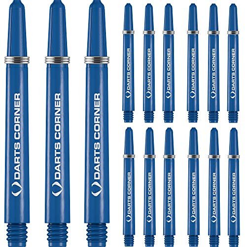 Designa S0742 Stems | 5 Sets of Tough Nylon Darts Corner Dart Shafts including Steel Ring, Medium, Blue