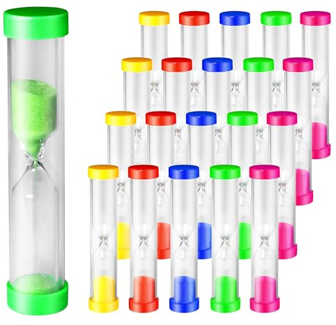 PROLOSO 1 Minute Sand Timer Hourglass Sandglass Clock Countdown Bulk Toy Set Timers for Kids Games Classroom School Prize Party Favors Pack of 20
