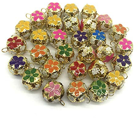 Suneast 50 Stück Bunte Glöckchen Schellen Metall Dekoration Glocken DIY Basteln Jingle Bells mit Öse für Weihnachtsbaum Anhänger Schmuckherstellung Hochzeit Haustier Handwerk - Zufällige Farbe