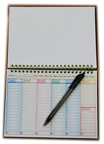 Planning Planner - formato piccolo A5 21x15cm con spirale metallica - agenda calendario settimanale SENZA DATE - italiano